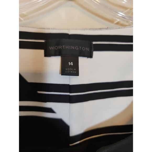 Worthington Mini Sheath Dress Sleeveless Side Zip Striped Black & White Size 14 - Picture 4 of 6